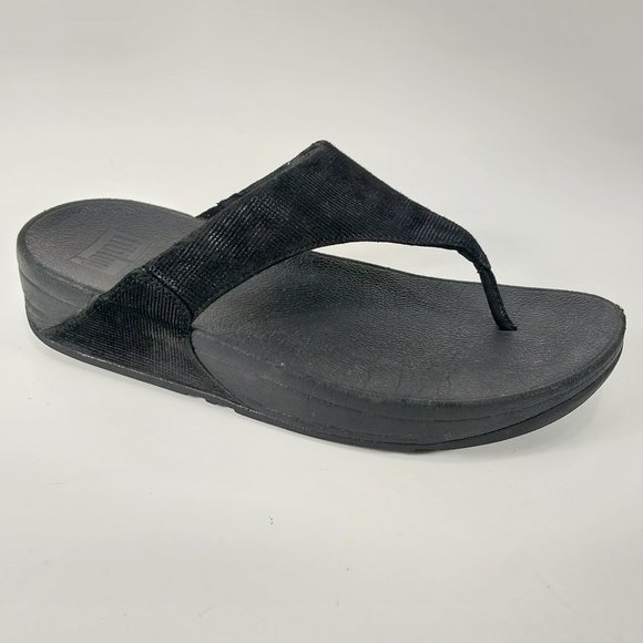 Fitflop Black Sandals Womens 8 Electra Thong Flip Flop Slip On Suede Casual. - Picture 1 of 11